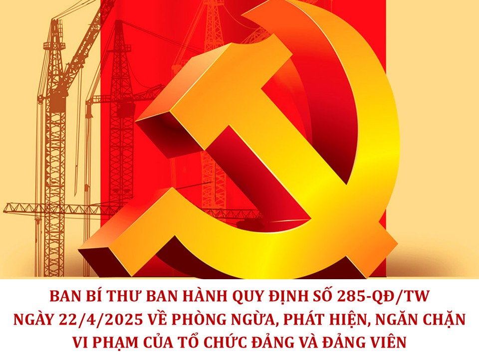 Ban Bí thư ban hành Quy định số 285-QĐ/TW ngày 22/4/2025 về phòng ngừa, phát hiện, ngăn chặn vi phạm của tổ chức đảng và đảng viên